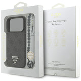 Husa pentru iPhone 17 Pro, Guess Hardcase 4G Logo triunghi MagSafe cu Cord Strap (GUHMP17LP4TSDPPSK), negru
