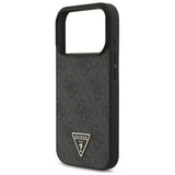 Husa pentru iPhone 17 Pro, Guess Hardcase 4G Logo triunghi MagSafe cu Cord Strap (GUHMP17LP4TSDPPSK), negru