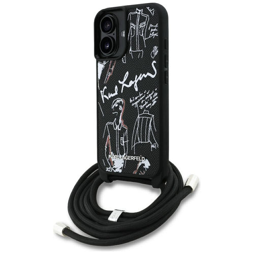 Husa pentru iPhone 16, Karl Lagerfeld Saffiano MagSafe Crossbody (KLHCP16SPGGRMPCK), albastru
