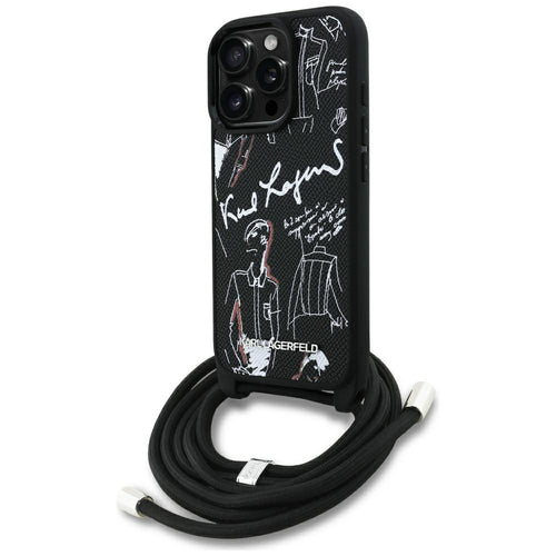 Husa pentru iPhone 16 Pro, Karl Lagerfeld Saffiano MagSafe Crossbody (KLHCP16LPGGRMPCK), albastru