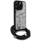 Husa pentru iPhone 16 Pro, Karl Lagerfeld Saffiano MagSafe Crossbody (KLHCP16LPGGRMPCG), alb