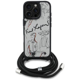 Husa pentru iPhone 16 Pro, Karl Lagerfeld Saffiano MagSafe Crossbody (KLHCP16LPGGRMPCG), alb