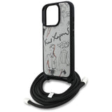 Husa pentru iPhone 16 Pro, Karl Lagerfeld Saffiano MagSafe Crossbody (KLHCP16LPGGRMPCG), alb