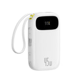 Baterie Externa Baseus Enerfill FC31 Qpow 3 (E0028D01), USB-C/Lightning Cables, 20000mAh, 45W, Afisaj Digital, Alb