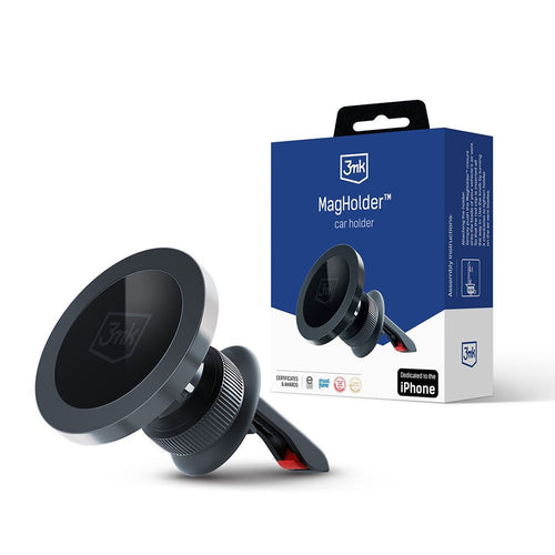 Suport auto 3mk Magnetic MagHolder, pentru Grila ventilatie, iPhone, MagSafe Technology, 16 Magnets, negru