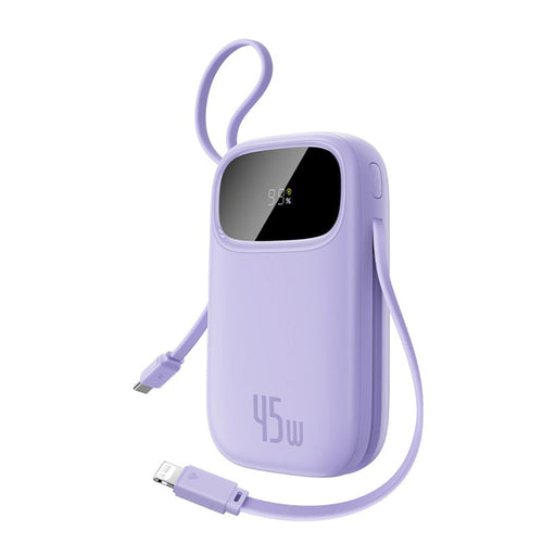 Baterie Externa Baseus Enerfill FC31 Qpow 3 (E0028C02), USB-C/Lightning Cables, 10000mAh, 45W, Afisaj Digital, Mov
