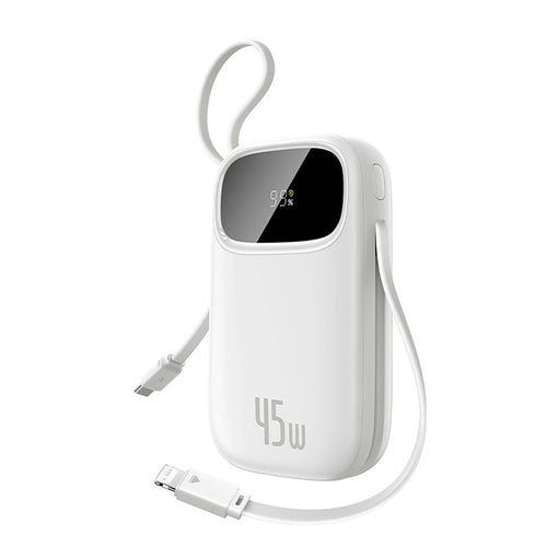 Baterie Externa Baseus Enerfill FC31 Qpow 3 (E0028C01), USB-C/Lightning Cables, 10000mAh, 45W, Afisaj Digital, Alb