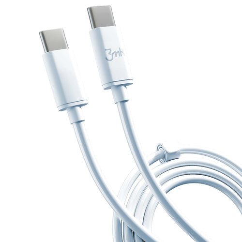 Cablu 3mk de date Hyper, USB-C to USB-C, 100W, 5A, 2m, alb