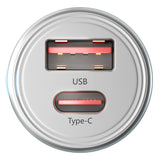 Incarcator auto 3mk Hyper, USB-A, Type-C, 30W, Durabil Aluminium, argintiu