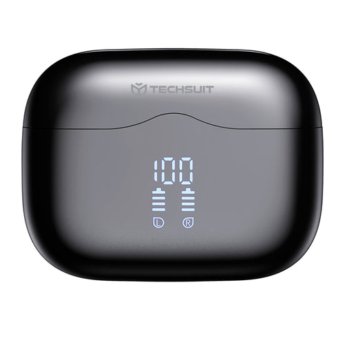 Casti wireless Techsuit Premium VelarX One (CW2), Bluetooth V5.4, 300mAh, ANC, ENC, 4 Microfon, negru