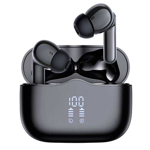 Casti wireless Techsuit Premium VelarX One (CW2), Bluetooth V5.4, 300mAh, ANC, ENC, 4 Microfon, negru