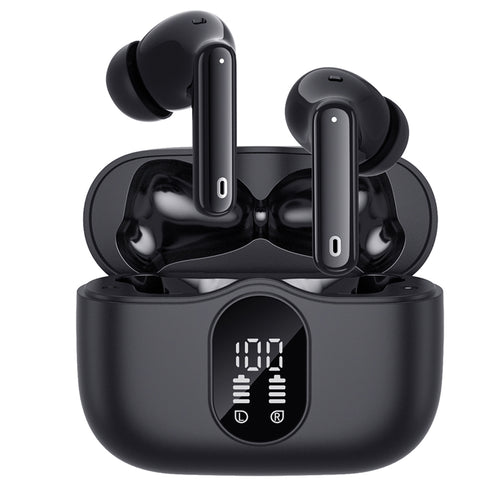 Casti wireless Techsuit Premium WaveBeat 100 (CW3), Bluetooth V5.4, 300mAh, ANC, ENC, 4 Microfon, negru