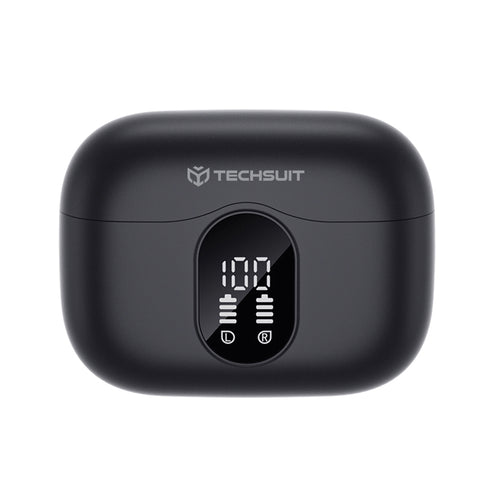 Casti wireless Techsuit Premium WaveBeat 100 (CW3), Bluetooth V5.4, 300mAh, ANC, ENC, 4 Microfon, negru