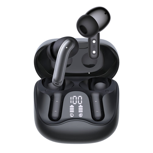 Casti wireless Techsuit Premium EchoFit Pro (CW5), Bluetooth V5.4, ANC, ENC, 400mAh, Multi-Connect, Incarcare rapida, 6 Microfon, negru