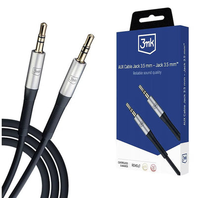 Cablu audio 3mk , 2x mini Jack 3.5mm, Aluminum + Silicon, 1m, negru