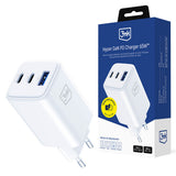 Incarcator retea 3mk Hyper, USB-A/USB-C, GaN Technology, 65W, QX4+, Fireproof V0 Material, alb