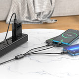 Cablu Borofone de date (BX72 3-in-1), USB-A to Micro-USB, Type-C, Lightning, Universal, 2A, 1m, negru