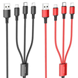 Cablu Borofone de date (BX72 3-in-1), USB-A to Micro-USB, Type-C, Lightning, Universal, 2A, 1m, negru