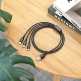Cablu Borofone de date (BX72 3-in-1), USB-A to Micro-USB, Type-C, Lightning, Universal, 2A, 1m, negru