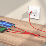 Cablu Borofone de date (BX72 3-in-1), USB-A to Micro-USB, Type-C, Lightning, Universal, 2A, 1m, negru