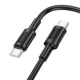 Cablu Borofone de date Feliz Series (BX111), Type-C to Type-C, PVC, Universal, 60W, 3A, 1m, negru