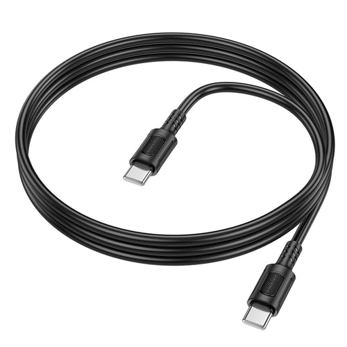 Cablu Borofone de date Feliz Series (BX111), Type-C to Type-C, PVC, Universal, 60W, 3A, 1m, negru