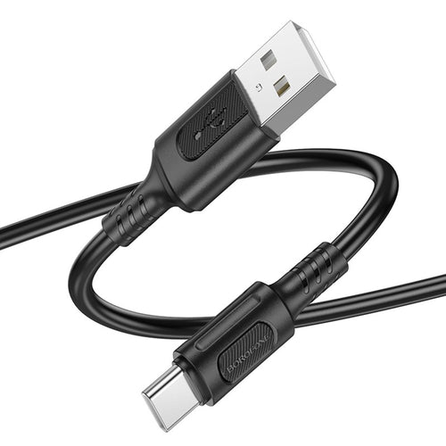 Cablu Borofone de date Feliz Series (BX111), USB to Type-C, PVC, Universal, 60W, 3A, 1m, negru