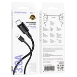 Cablu Borofone de date Feliz Series (BX111), USB to Type-C, PVC, Universal, 60W, 3A, 1m, negru