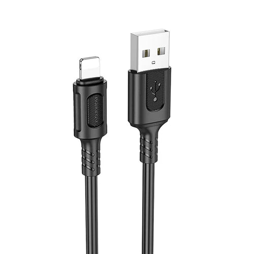 Cablu Borofone de date Feliz Series (BX111), USB to Lightning, PVC, Universal, 60W, 2.4A, 1m, negru