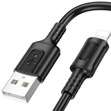 Cablu Borofone de date Feliz Series (BX111), USB to Lightning, PVC, Universal, 60W, 2.4A, 1m, negru