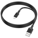 Cablu Borofone de date Feliz Series (BX111), USB to Lightning, PVC, Universal, 60W, 2.4A, 1m, negru
