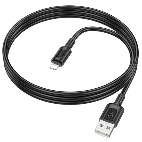 Cablu Borofone de date Feliz Series (BX111), USB to Lightning, PVC, Universal, 60W, 2.4A, 1m, negru