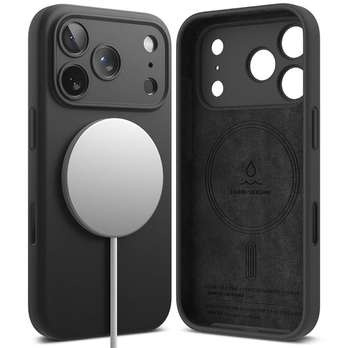 Husa pentru iPhone 17 Pro Max, Ringke Silicone Magnetic MagSafe, negru