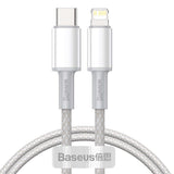 Cablu Baseus de date (Catlgd-A02), Type-C to Lightning, 20W, Incarcare rapida, Braided, 2m, alb