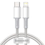 Cablu Baseus de date (Catlgd-A02), Type-C to Lightning, 20W, Incarcare rapida, Braided, 2m, alb