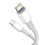 Cablu Baseus de date (Catlgd-A02), Type-C to Lightning, 20W, Incarcare rapida, Braided, 2m, alb