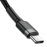 Cablu Baseus (2 pack) Cablu de date Cafule (E0418500), Incarcare rapida, USB-C to USB-C, 60W, 2m, negru;gri