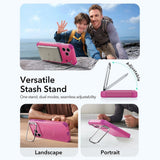 Husa pentru iPhone 17 Pro, ESR Cyber Armor Kickstand, roz inchis