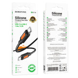 Cablu Borofone de date Silicon Series (BX114), Type-C to Type-C, Silicon, 60W, 1m, negru