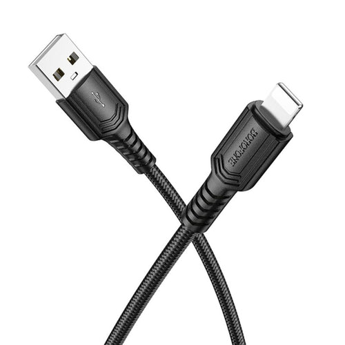 Cablu Borofone de date Certain Series (BX116), USB to Lightning, Nylon Braided, 2.4A, 1m, negru