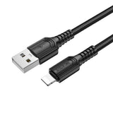 Cablu Borofone de date Certain Series (BX116), USB to Lightning, Nylon Braided, 2.4A, 1m, negru