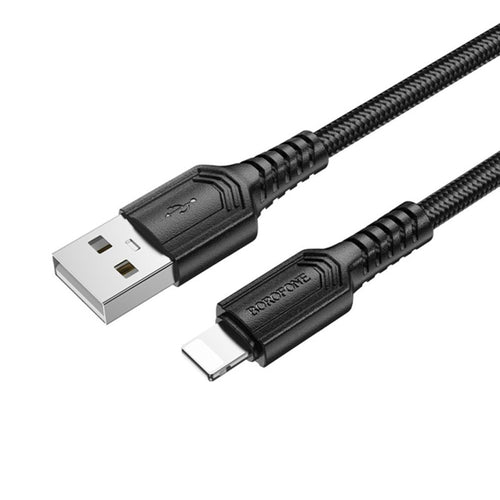 Cablu Borofone de date Certain Series (BX116), USB to Lightning, Nylon Braided, 2.4A, 1m, negru