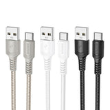 Cablu Borofone de date Certain Series (BX116), USB to Type-C, Nylon Braided, Incarcare rapida, 3A, 1m, negru