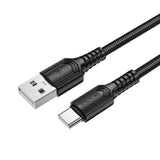Cablu Borofone de date Certain Series (BX116), USB to Type-C, Nylon Braided, Incarcare rapida, 3A, 1m, negru