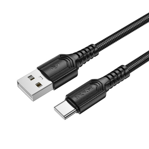 Cablu Borofone de date Certain Series (BX116), USB to Type-C, Nylon Braided, Incarcare rapida, 3A, 1m, negru