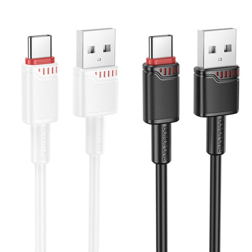Cablu Borofone de date Beneficio Series (BX110), Premium Line, USB to Type-C, High-quality, Incarcare rapida, 3A, 1m, alb