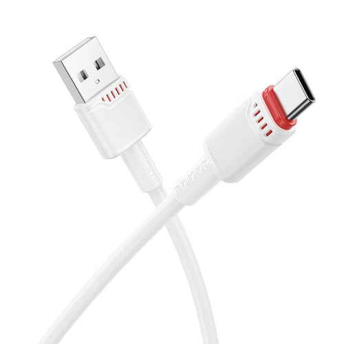 Cablu Borofone de date Beneficio Series (BX110), Premium Line, USB to Type-C, High-quality, Incarcare rapida, 3A, 1m, alb