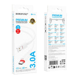 Cablu Borofone de date Beneficio Series (BX110), Premium Line, USB to Type-C, High-quality, Incarcare rapida, 3A, 1m, alb