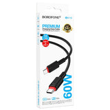 Cablu Borofone de date Beneficio Series (BX110), Premium Line, Type-C to Type-C, High-quality, Incarcare rapida, 60W, 1m, alb