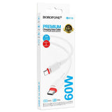 Cablu Borofone de date Beneficio Series (BX110), Premium Line, Type-C to Type-C, High-quality, Incarcare rapida, 60W, 1m, alb